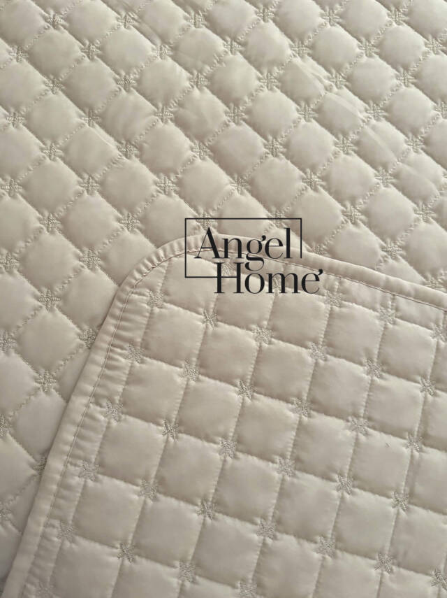 Yıldız İşlemeli Çift Kişilik Yatak Örtüsü 240x260 cm - Bej - 2