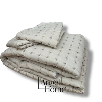 Yıldız İşlemeli Tek Kişilik Yatak Örtüsü 160x220 cm - Krem - 3