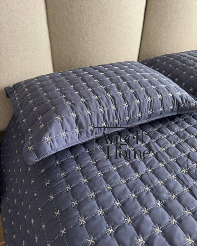 Yıldız İşlemeli Tek Kişilik Yatak Örtüsü 160x220 cm - Lacivert - 2